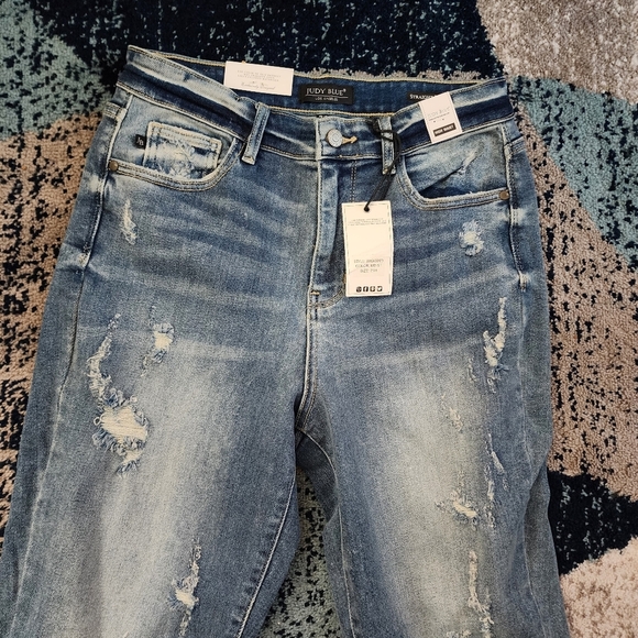 Judy Blue Women's Adrian Size 7/28 High Waisted Straight Leg Jeans Distressed - Picture 2 of 8